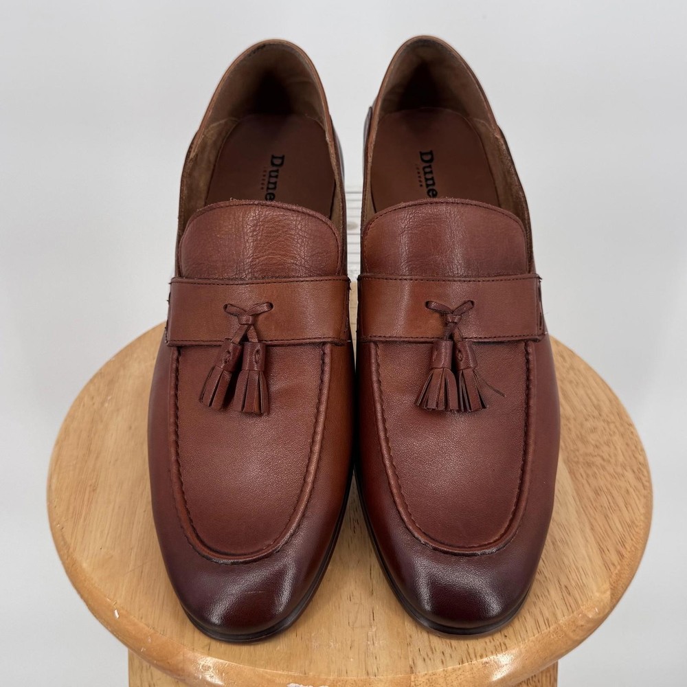 Dune London Dress Shoes Mens 11M Brown Leather Tassel Loafers Slip On Brogue