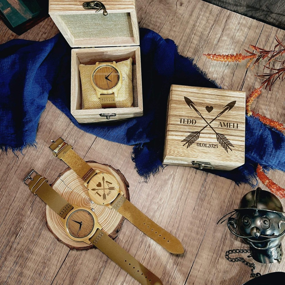 Personalised Unisex Bamboo Watch & Wooden Box