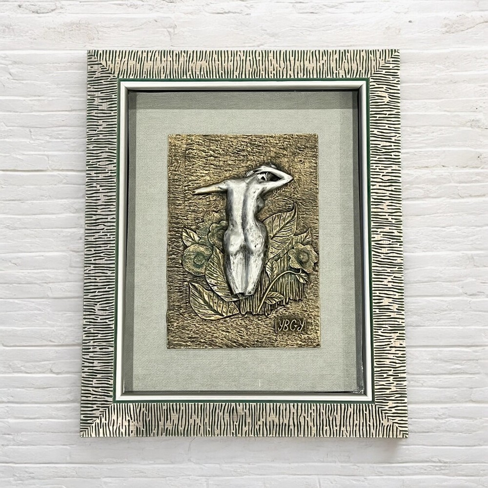 3D Nude Woman Wall Art - Woodland Sculpture in Textured Frame 17inx14in #1