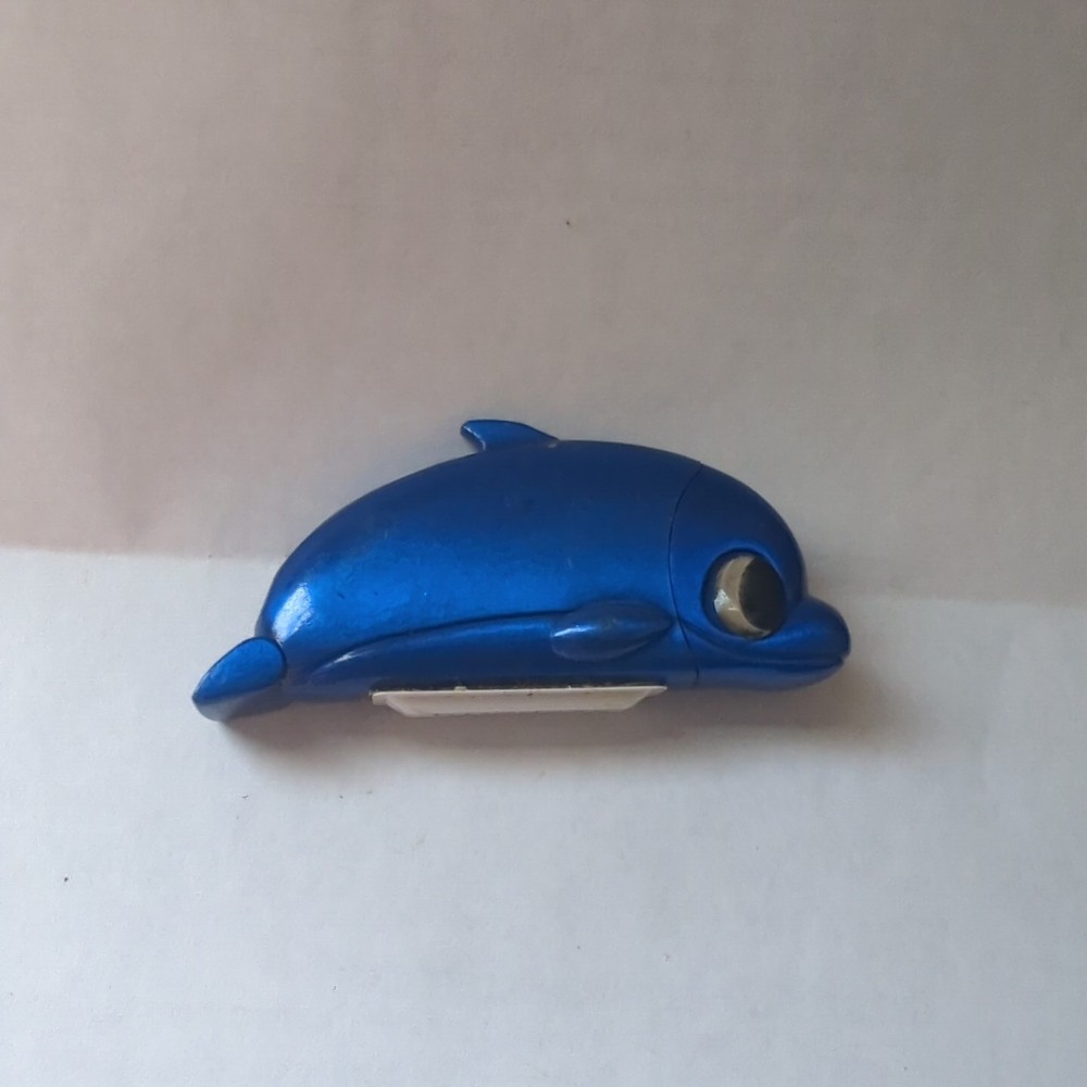 Vintage Lighter Metal Blue Dolphin Porpoise 2006 Novelty Inc WORKS