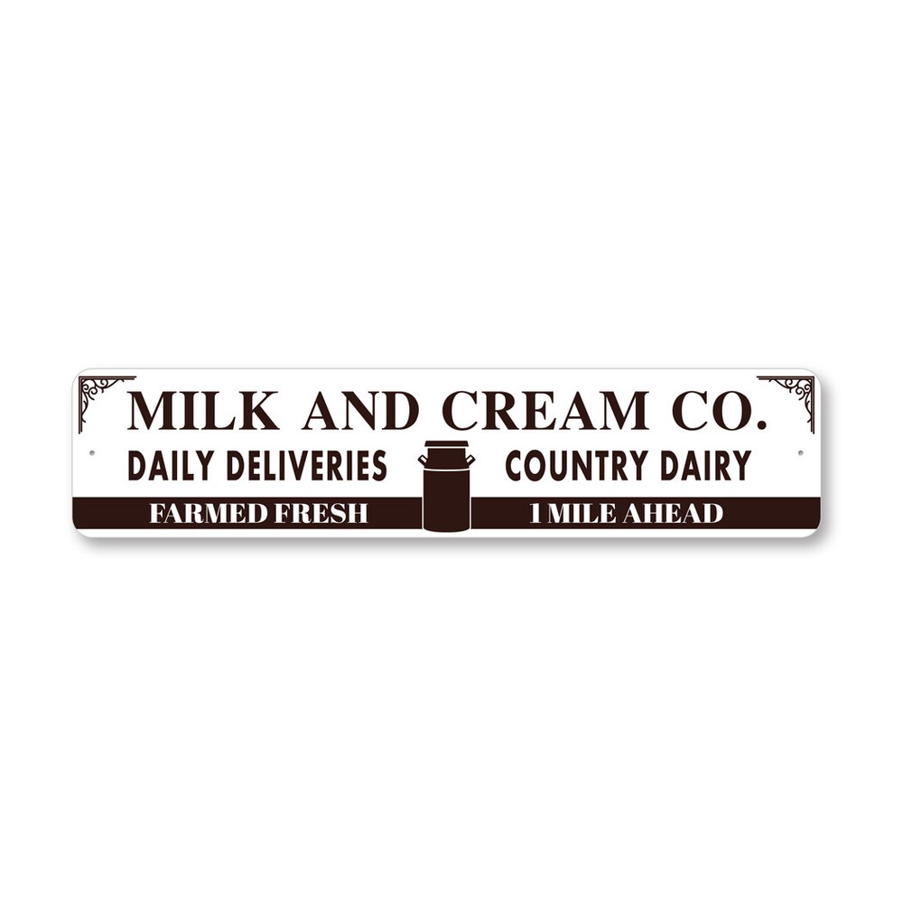 Vintage Milk And Cream Co Metal Sign Retro Dairy Farm Decor