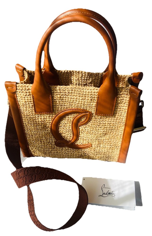 Christian Louboutin NWT Neutral Raffia By My Side Tote Bag