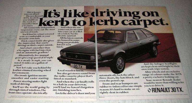 1979 Renault 30TX Ad - Experience the Smooth Carpet-Like Ride