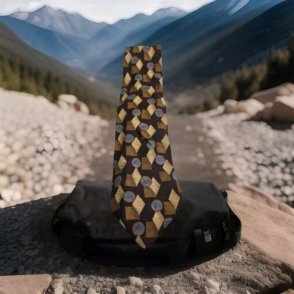 Alfani  Multocolor Geometric Designer Silk Tie 57