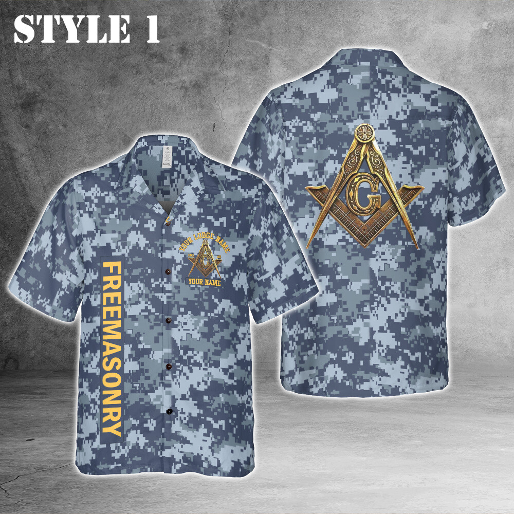 Custom Lodge Number Name Freemasonry 3D All Over Print Hawaiian Shirt Size S 5X