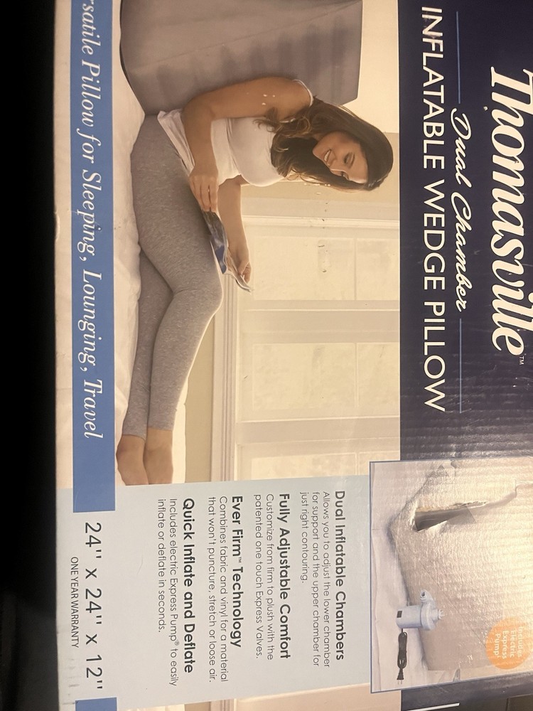 Thomasville Dual Chamber Inflatable Wedge Pillow for Travel Lounging Comfort