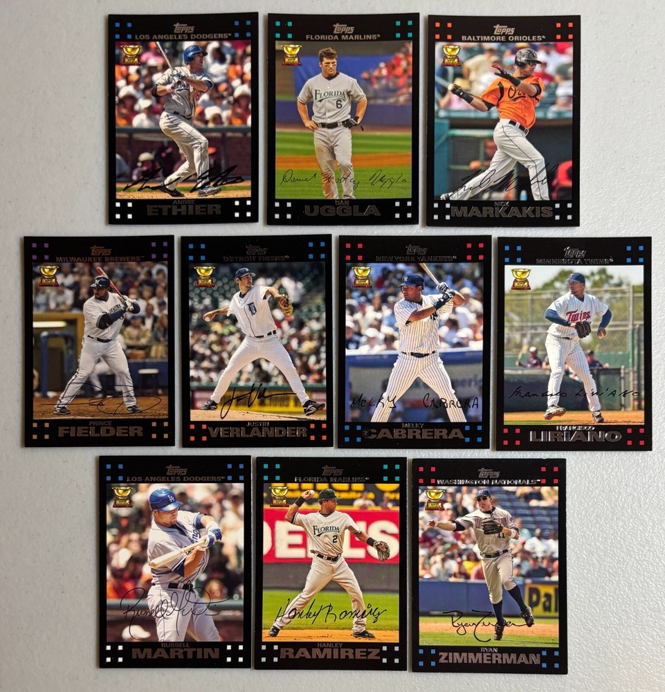 2007 Topps All Star Rookie Team Gold Cup 10-Card Set Featuring Verlander & Zimmerman