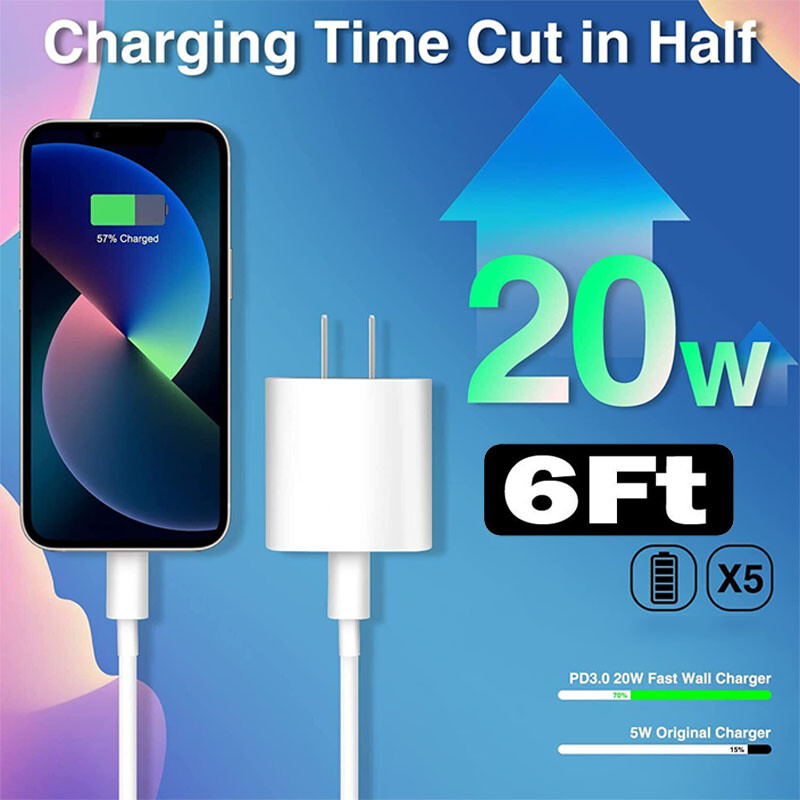 Original USB-C Wall Fast Charger Block 6ft Cable For iPhone 16 16e 15 14 Pro Max