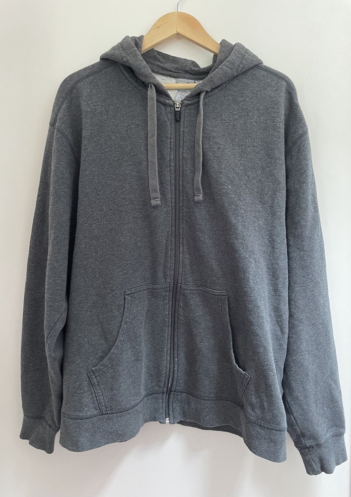 Champion Men's Solid Gray Cotton Polyester Full-Zip Long Sleeve Hoodie Gray L