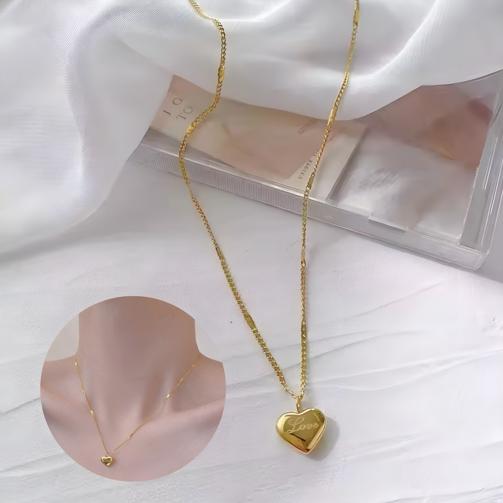 18k Gold Valentine’s Day Gift Love Heart Stainless Steel Plated Pendant Necklace