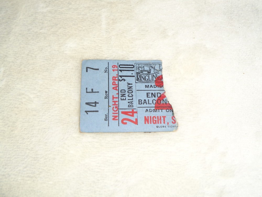 Ringling Brothers Barnum & Bailey Circus Madison Square Garden 1930s Rare Ticket