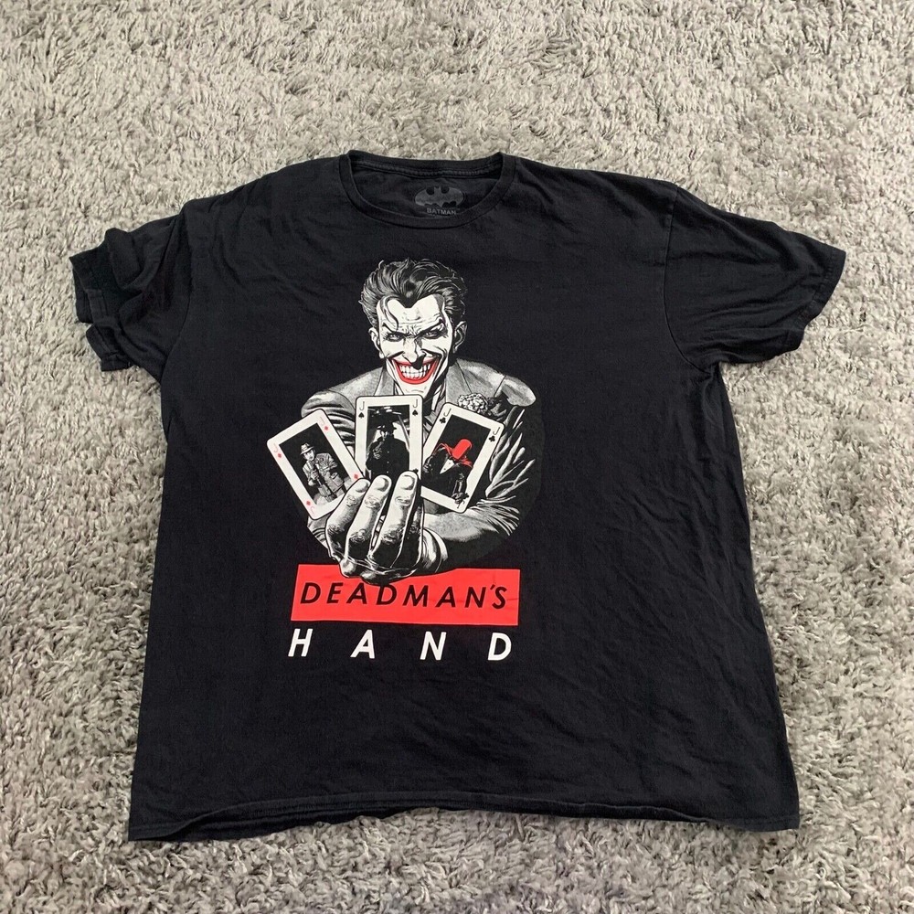 Batman Shirt Mens 2XL Black & Multicolor Joker Logo Crew Neck Pullover Adult