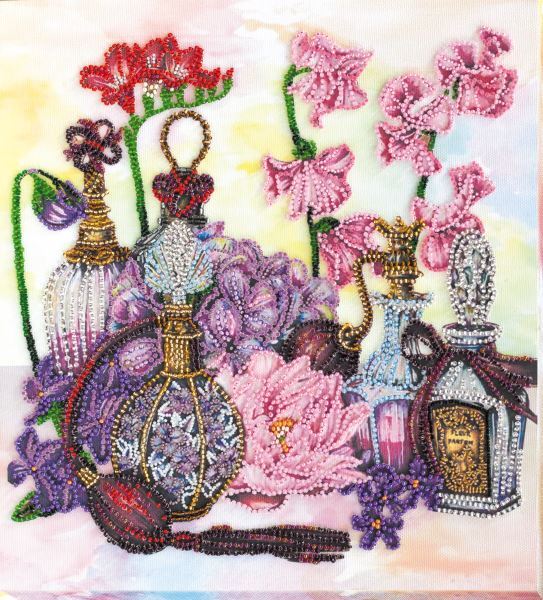 Bead embroidery kit Floral trail needlework kit Art canvas beadwork pattern