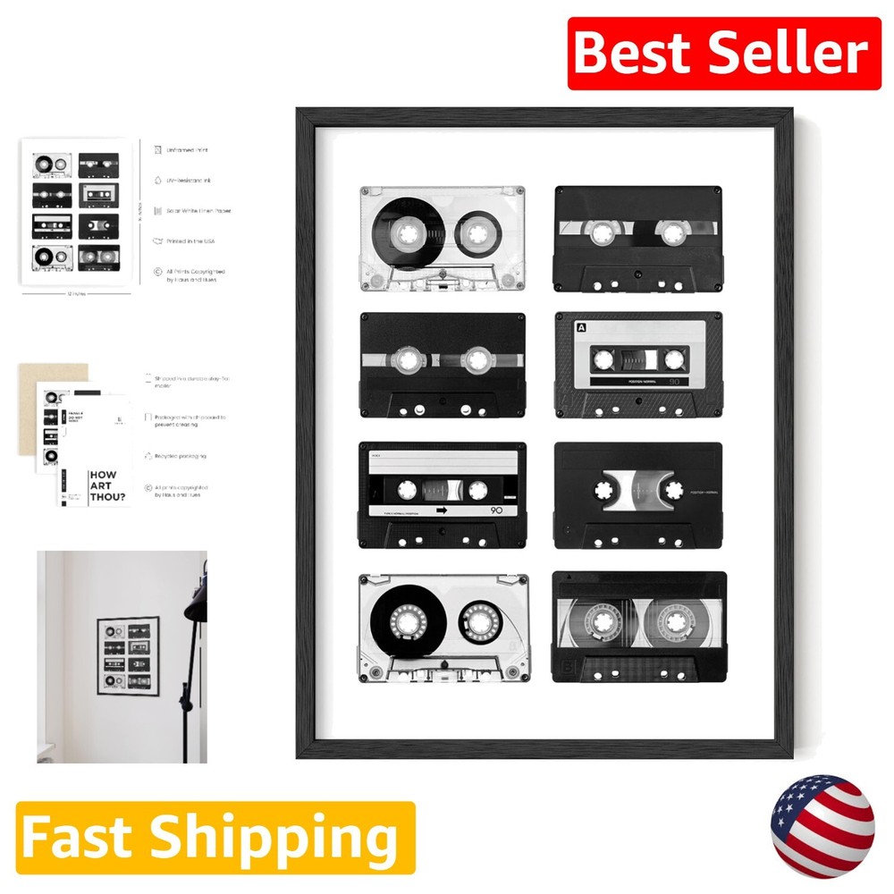 Premium Archival Cassette Tape Posters - Fade-Resistant 90s Retro Art Set of 8