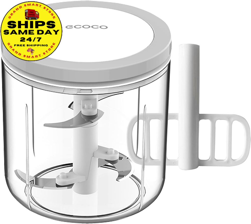 Manual Food Processor Vegetable Chopper,  1000ML Onion Chopper Hand Pull String