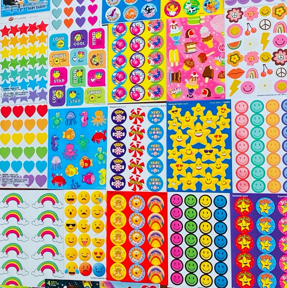 499+ STICKER LOT, SCENTED SCRATCH N SNIFF FRUIT DESSERTS FOOD GUM ICE CREAM SUN