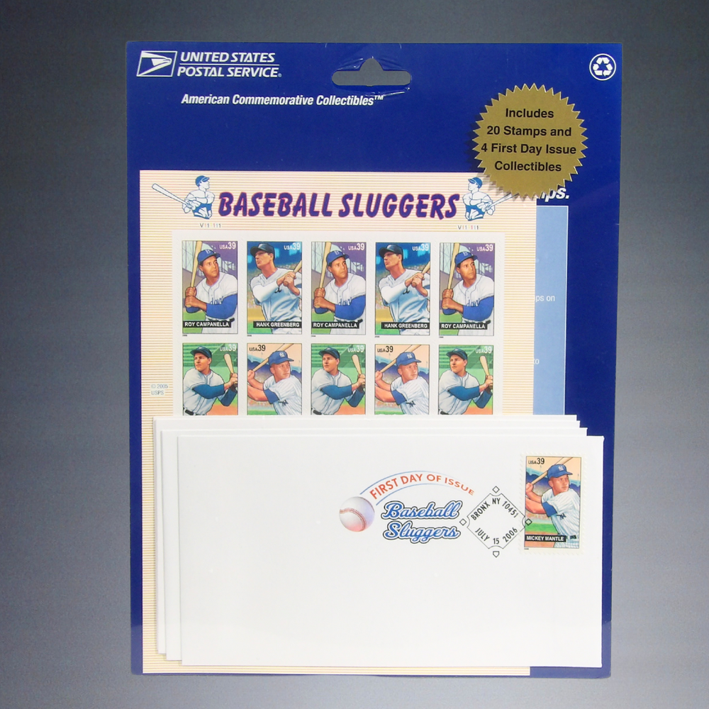 2006 US POSTAL SERVICE USPS BASEBALL SLUGGERS STAMPS+FIRST DAY ISSUE COLLECTIBLE
