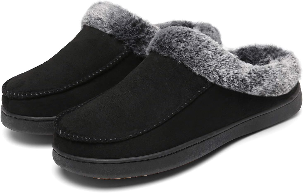 Women'S House Shoes Memory Foam Suede Moccasin Slippers Winter Warm Fleece Lined