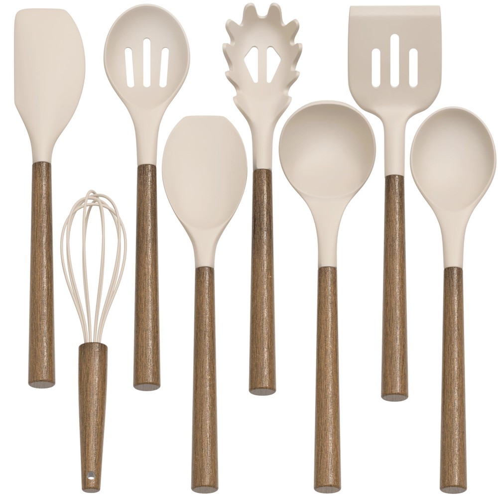 Silicone Kitchen Cooking Utensil Set, 9Pcs Kitchen Utensils Spatula Set with ...