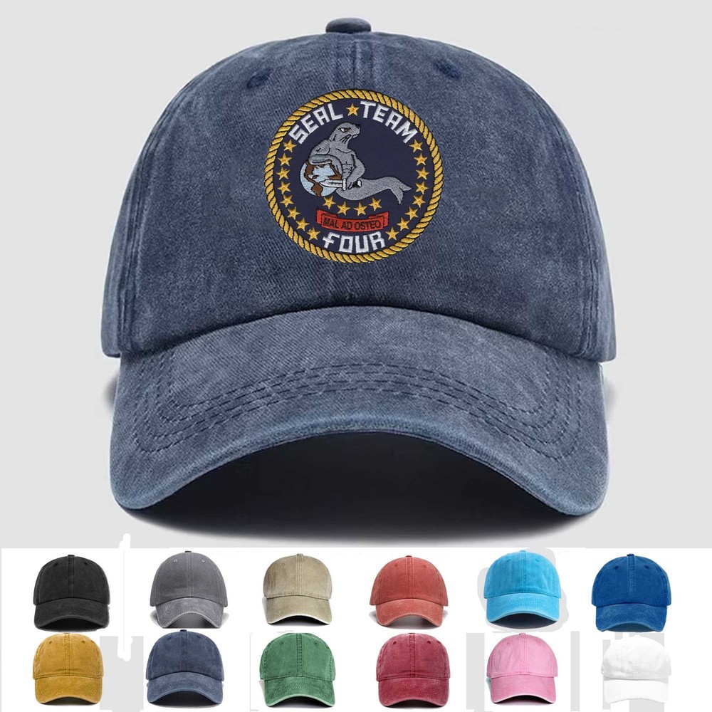Custom Embroidered SEAL Team 4 Veteran Trucker Cap Personalized Military Hat
