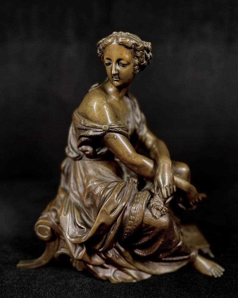 Antique 19th C. French Painted Bronze Figure 