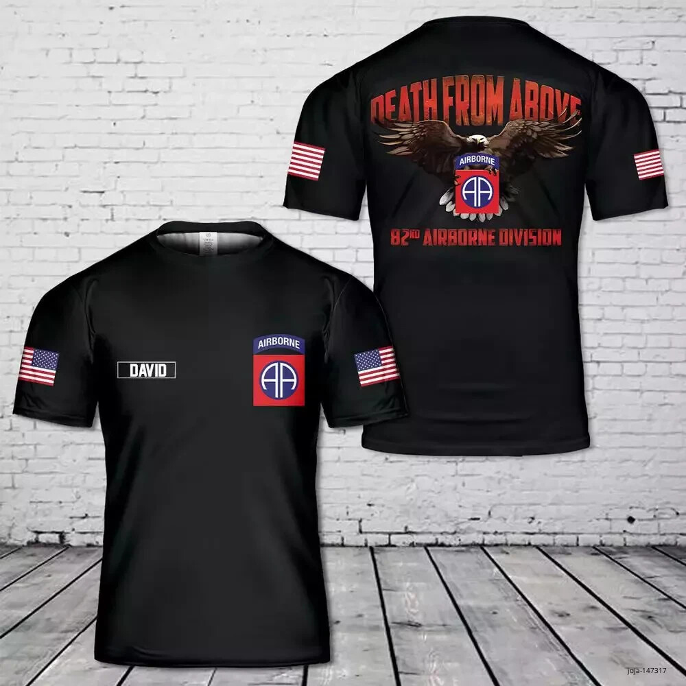Custom Name US Army 82nd Airborne Division Veteran Paratrooper 3D T-Shirt