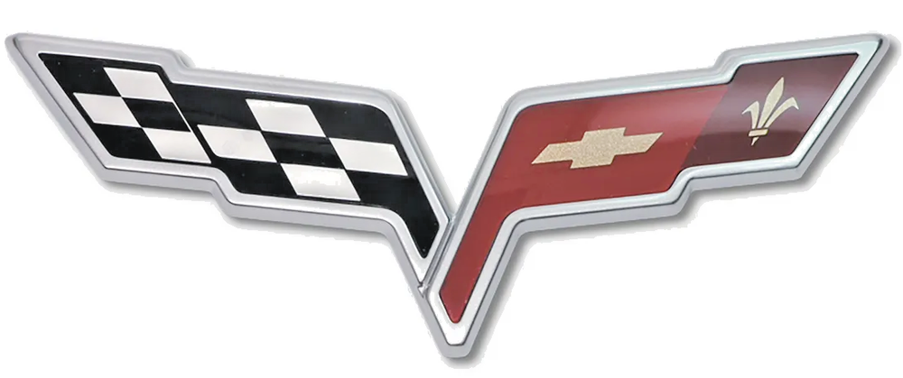 US MADE OEM 2005 - 2013 Corvette Nose OR Waterfall Emblem Crossed Flags C6 NEW