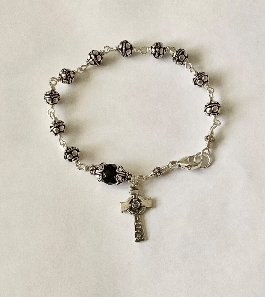 BALI Sterling silver beads Wire Wrap Rosary Bracelet