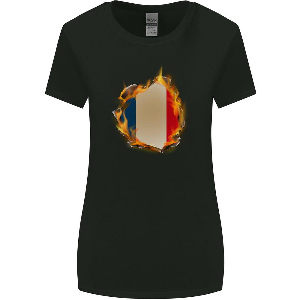 The French Tricolour Flag Fire France Womens Wider Cut T-Shirt