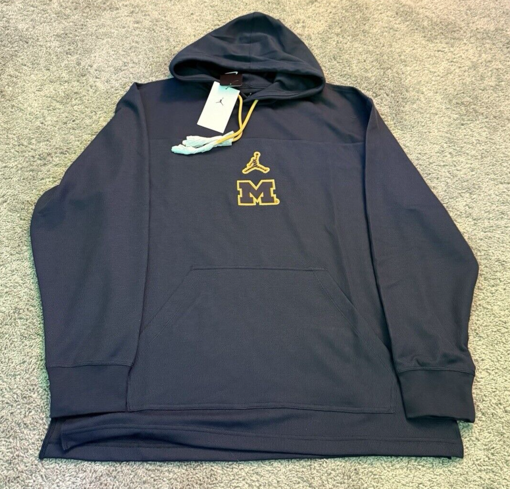 Michigan x Jordan 2025 Sideline Jersey Performance Pullover Hoodie - Navy - Med