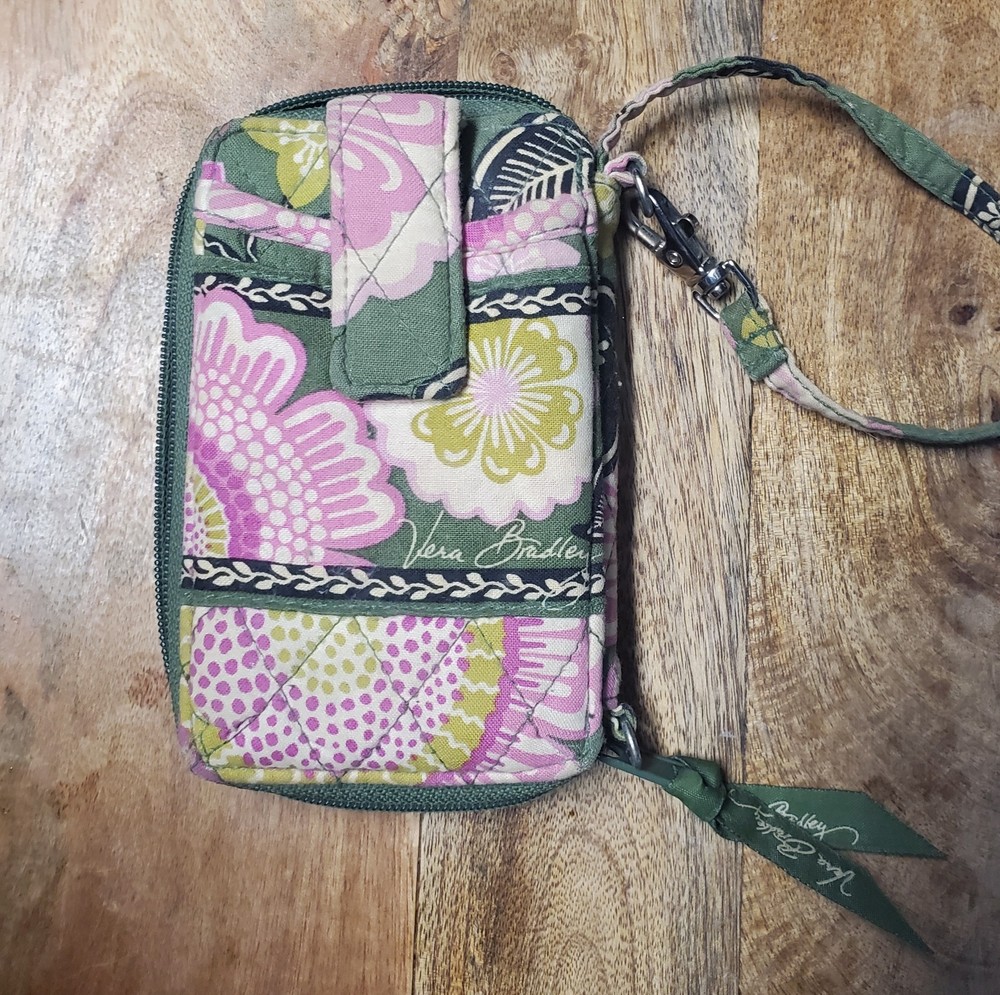Vera Bradley OLIVIA PINK Floral Zip Wallet Wristlet Credit Card Zipper