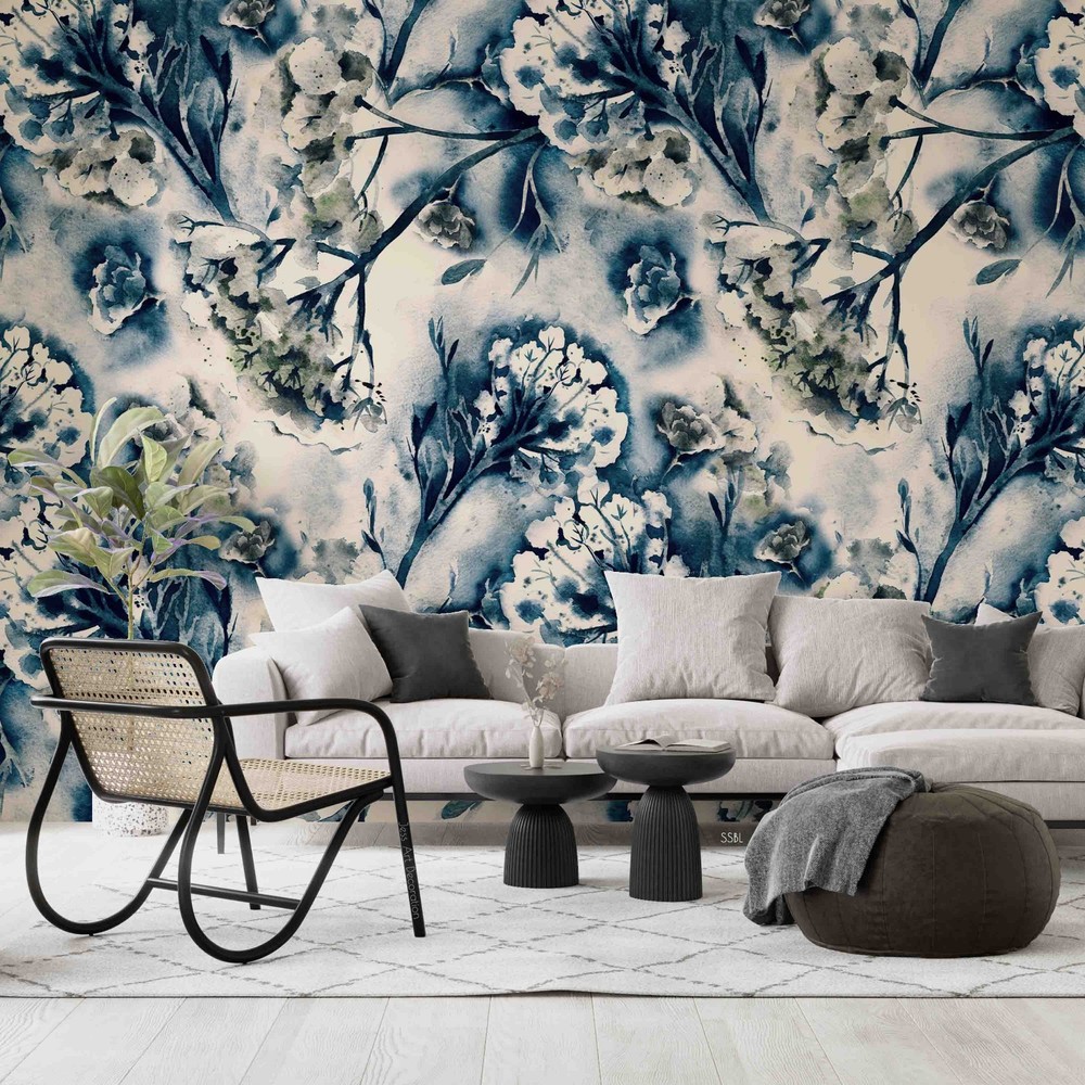 3D Flowers Flora Watercolor Pattern Wall Murals Wallpaper Murals Wall Sticker 2