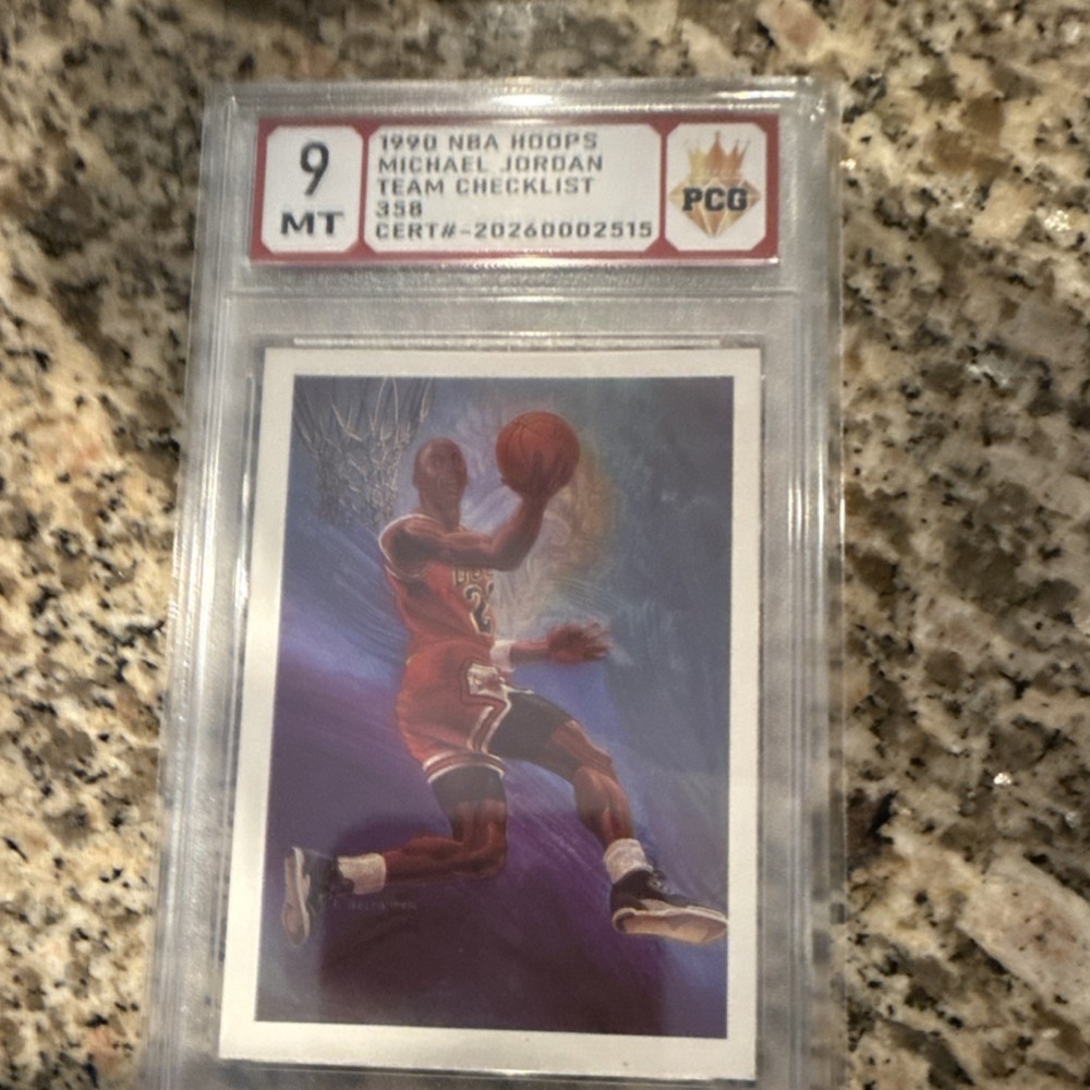 NBA Hoops Michael Jordan Chicago Bulls Team Checklist #358 PCG 9 1990 G.O.A.T.