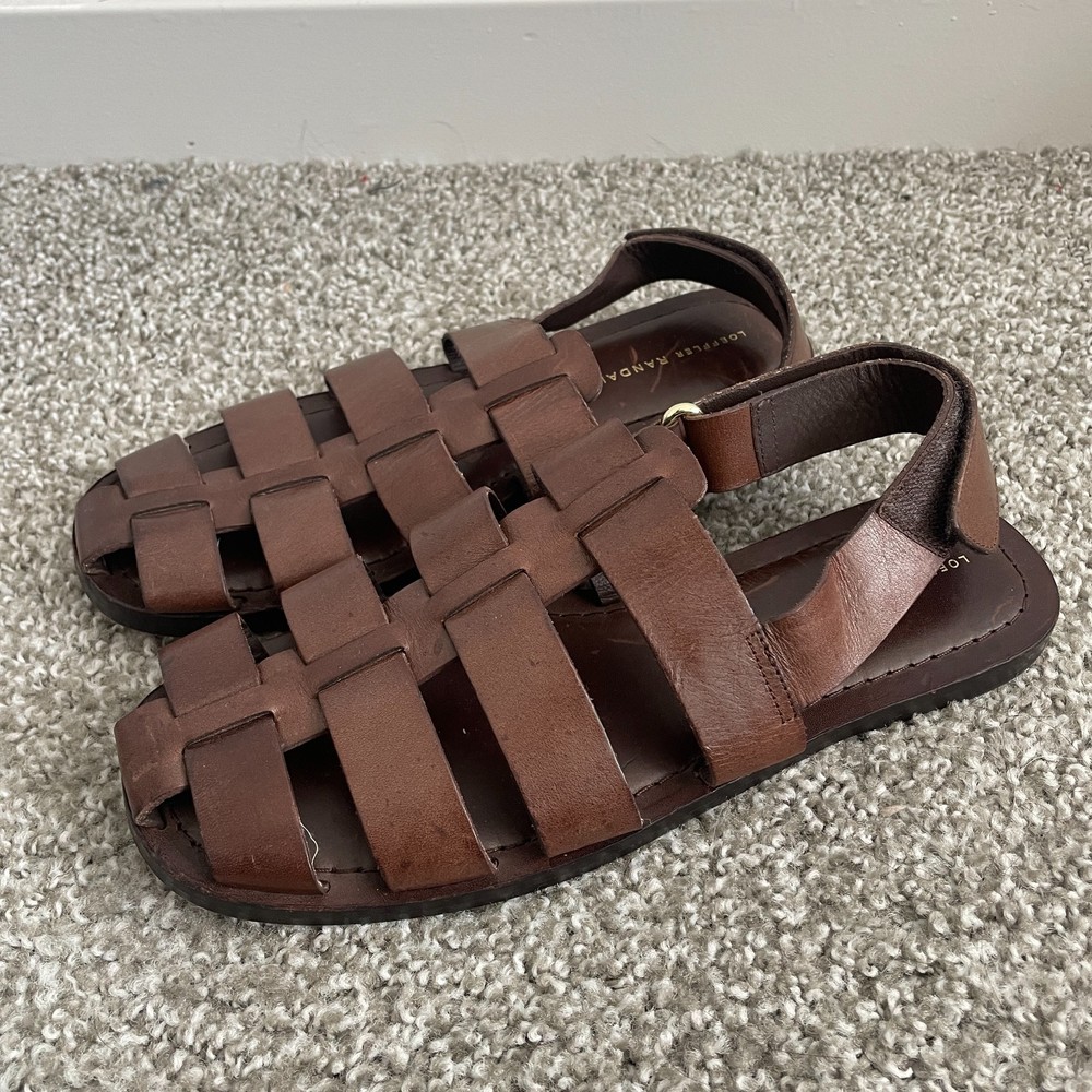 Loeffler Randall Sandals Women's 10 Espresso Vachetta Sawyer Leather Fisherman