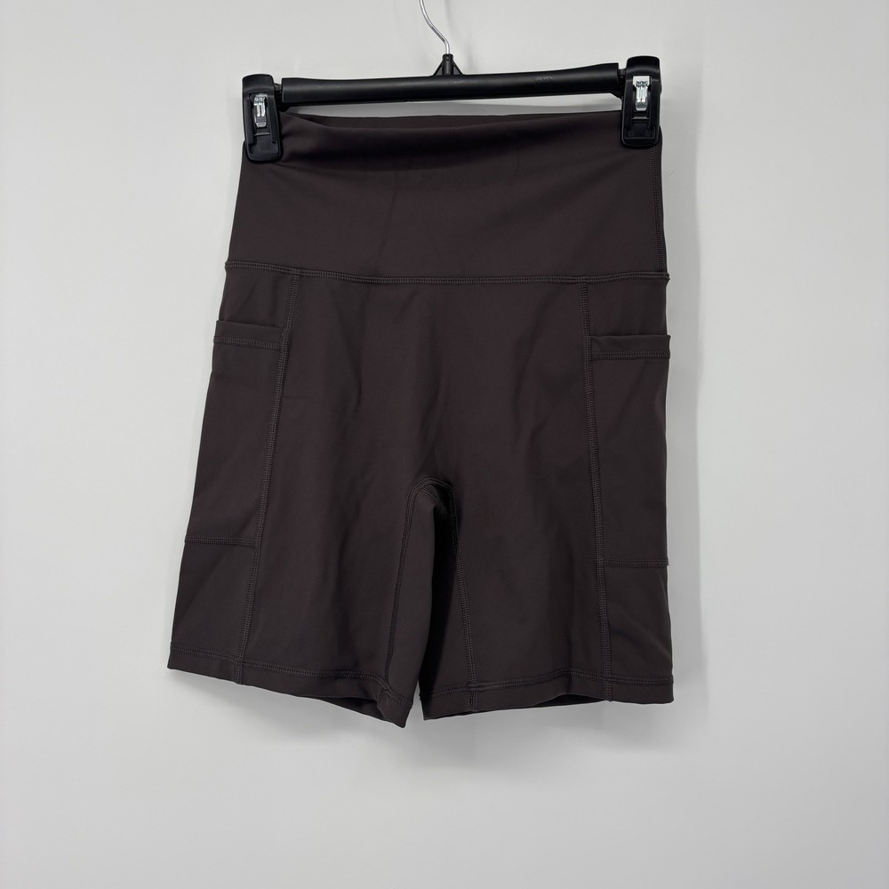 Offline By Aerie Goals 7” Biker Shorts Espresso Brown Pockets Women’s Medium