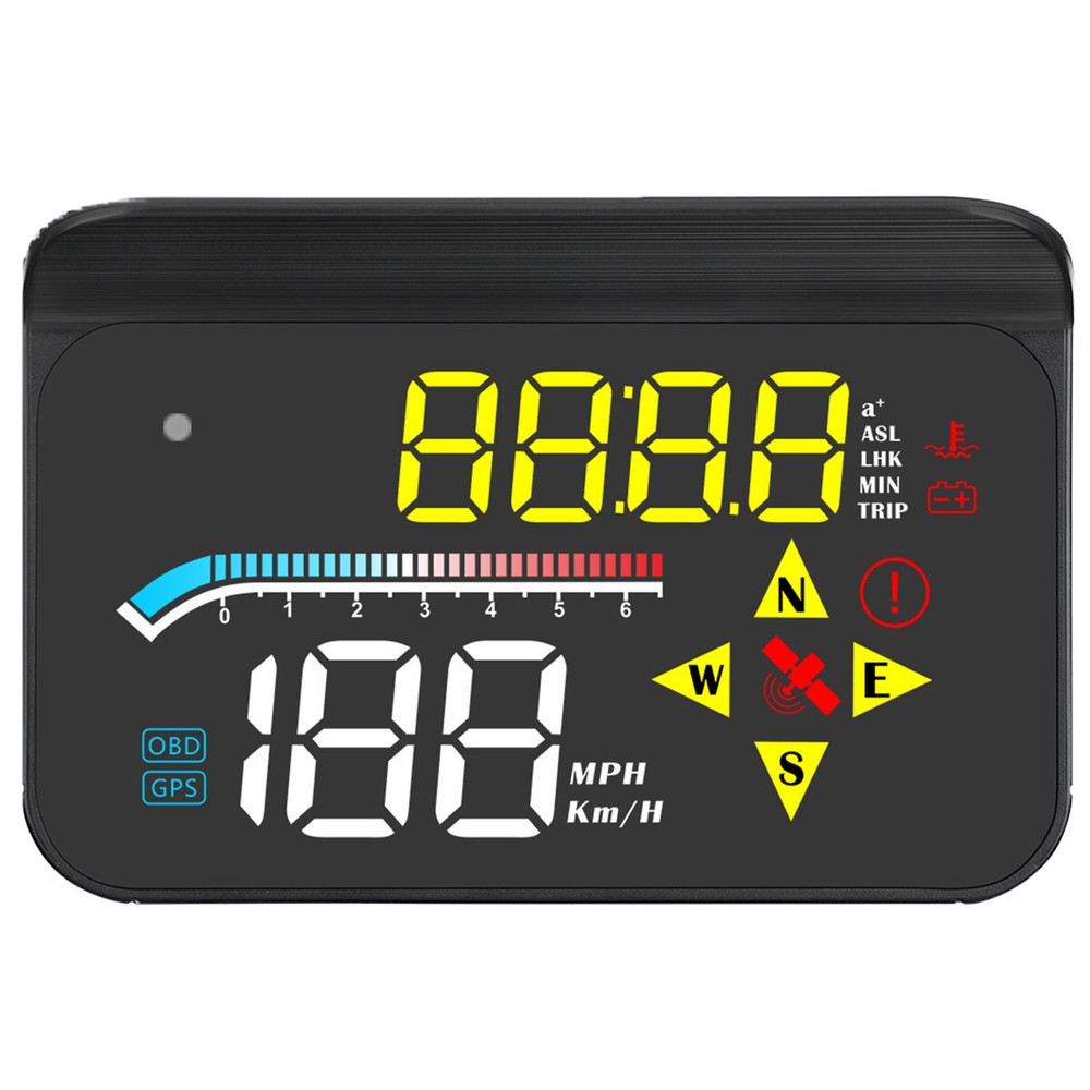Digital Display HUD OBD2 GPS Car Head Up Speedometer with Overspeed Alarm in KM/H MPH