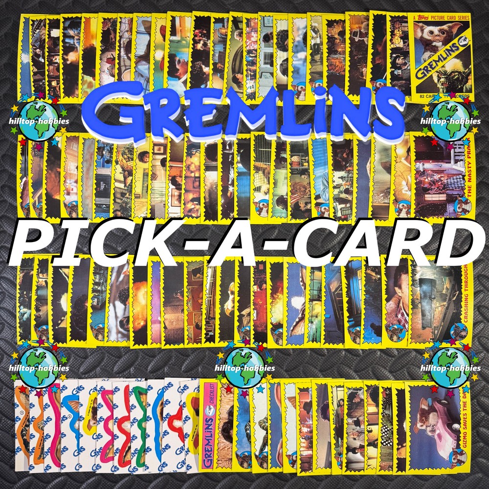 1984 TOPPS GREMLINS PICK-A-CARD #1-82 STICKER 1-11 OR WRAPPER