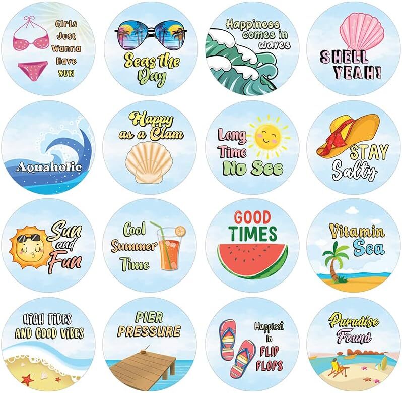 Stay Cool with 5 Sets of 16 Fun Summer Sticker Designs