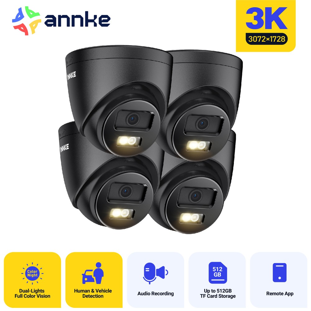 ANNKE 3K POE Security Camera 5MP Audio Recording AI Detection Color Night AC500