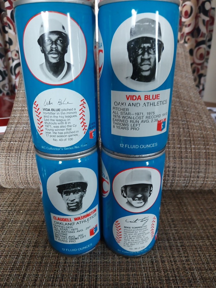 1977&78 Oakland As 4 Royal Crown Cola Cans