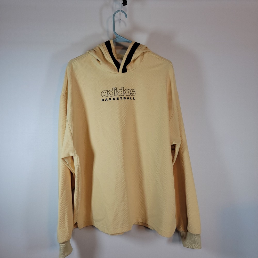 Adidas Super Soft Knit Mens Medium Pale Yellow Basketball Hoodie Sweatshirt