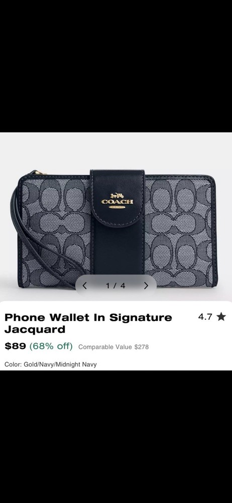 Coach Jacquard Phone Wallet with Signature Design