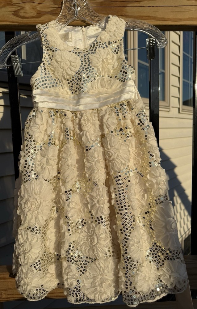 American Princess sz. 5T formal dress Embellish flowers  sequins Easter Wedding