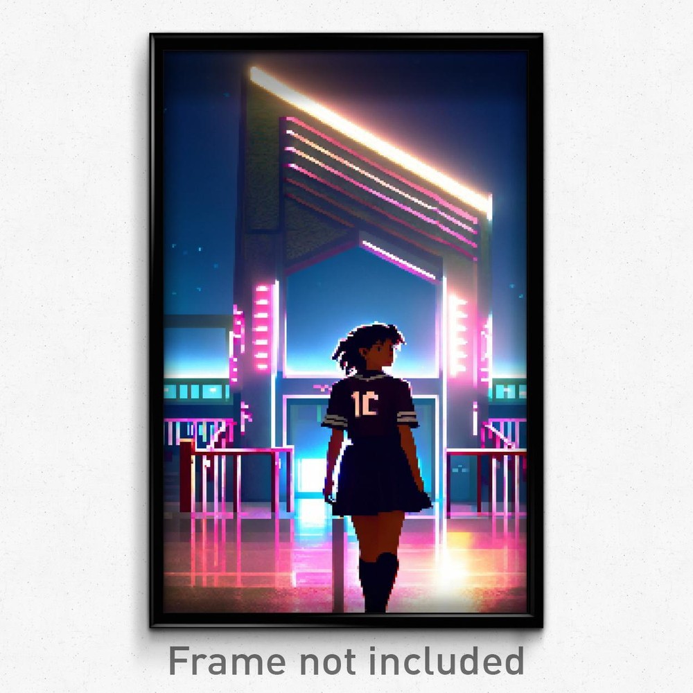 Pixel Art Poster - Nocturnal High School (8 Bit Psychedelic Video Game Print)