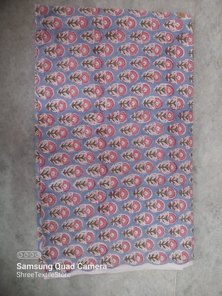 Luxury Hand Block Printed Cotton Fabric for Dresses Shirts & Nightwear 5 Yards  
