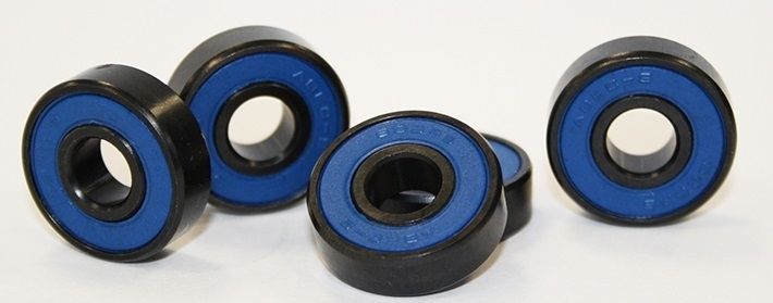 Set of 8 Skateboard Black Bearings w/Bronze Cage & Blue Rubber Seals 8x22x7 mm