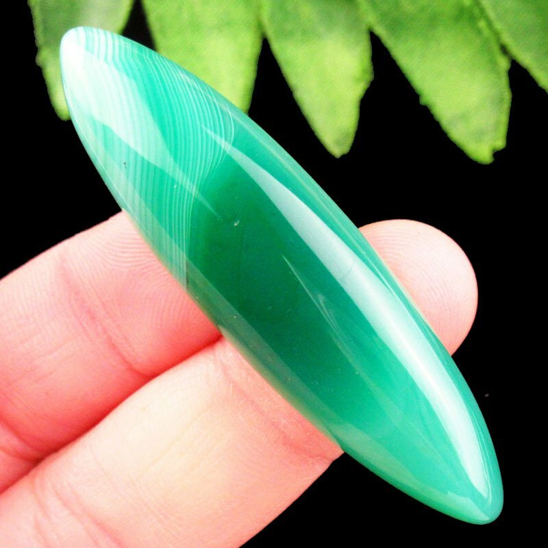 60x16x6mm Green Onyx Agate Olivary Cab Cabochon HA-J94280