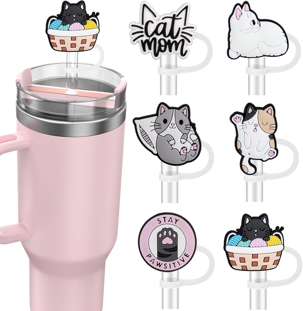 Straw Cover Cap for Stanley Cup 30& 40 Oz Tumblers with Handle - 10Mm Cute Cats