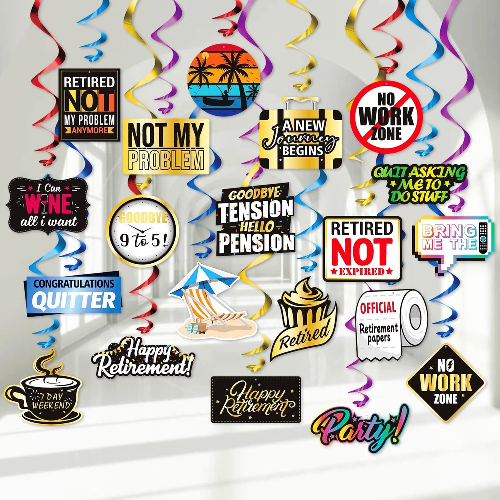 36PCS Retirement Party Decorations Kit with Hanging Supplies for a Happy Retirement Celebration