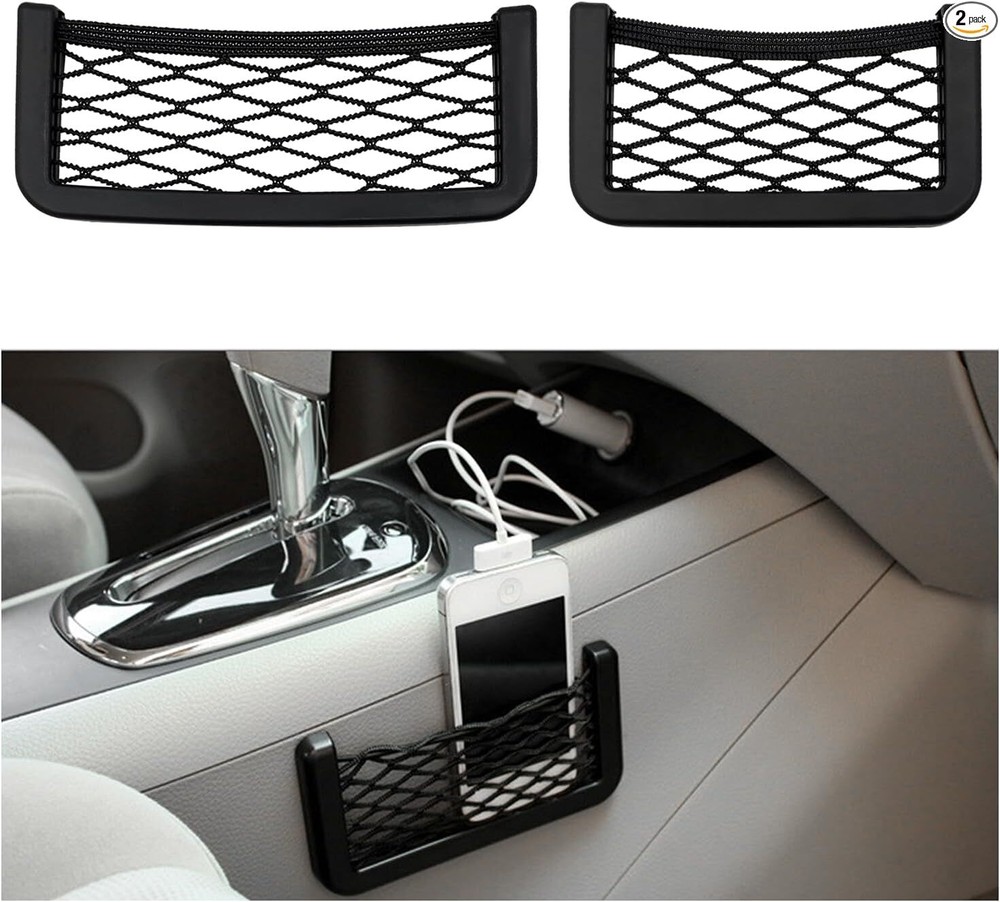 2-Pack Universal Car Seat Storage Nets for Phones & Small Items  